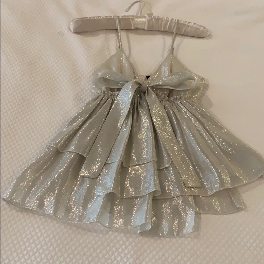 Poleci Silver Ruffle Blouse
